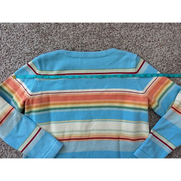 LAUREN, RALPH LAUREN Women's 100% Cotton Sweater, Size Lg; Colorful Stripes - Picture 5 of 11
